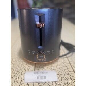 Café Express Finish 2-Slice Toaster in Matte Black w/ brushed brass.  NWOB